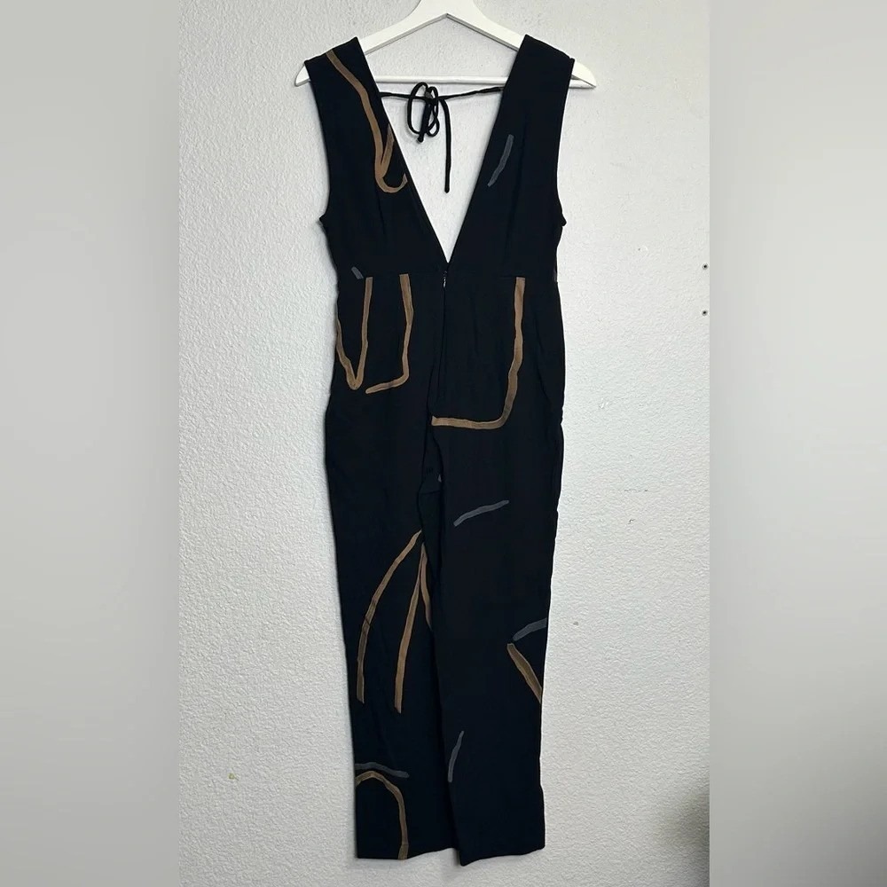 Anthropologie Paloma Wool Womens XSmall Strokes Printed‎ Jumpsuit V Neck Boho - Picture 3 of 12